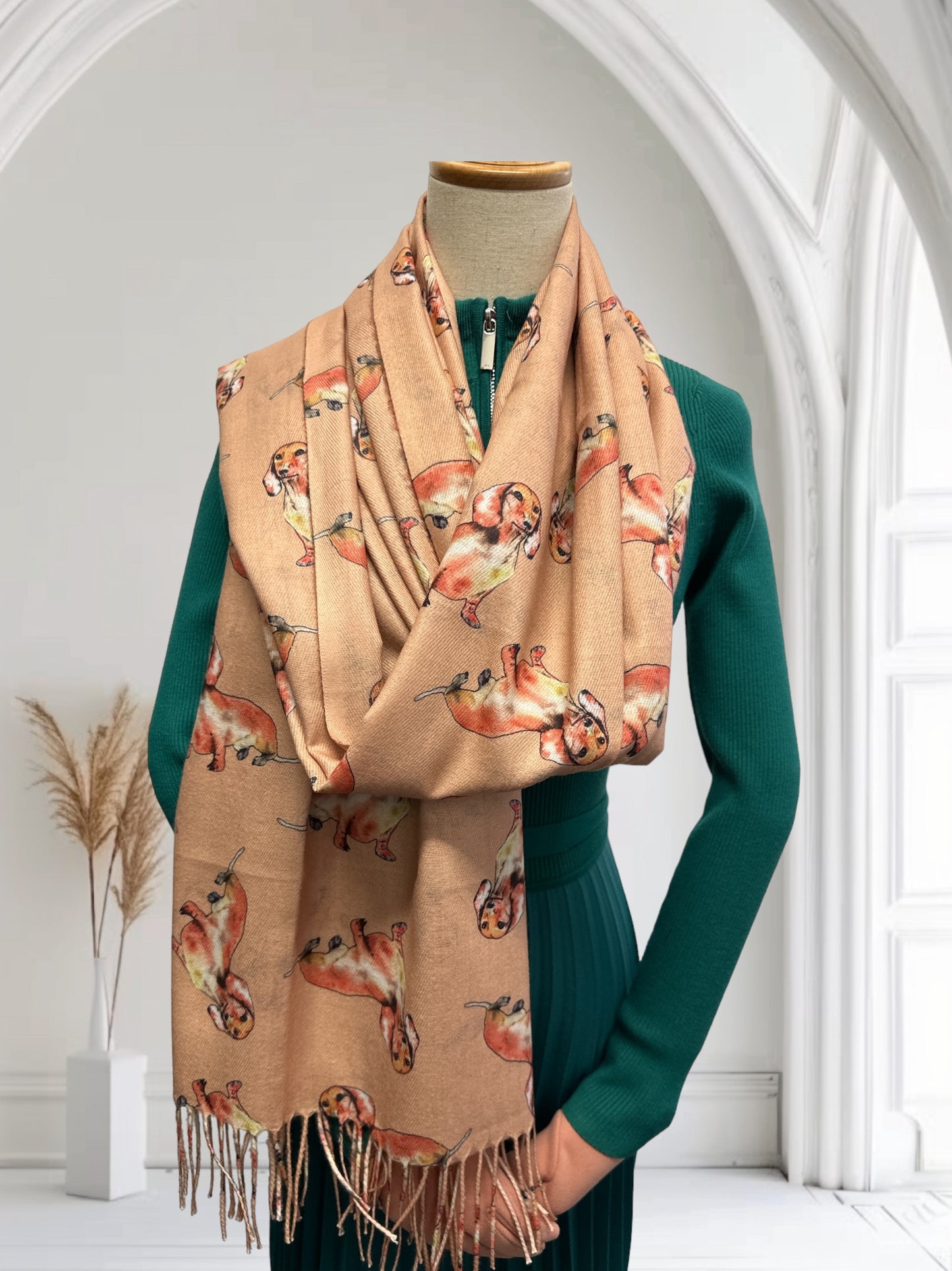 Sausage Dog Dachshund Double Sided Pashmina Fashion Scarf Wraps Shawls Scarves