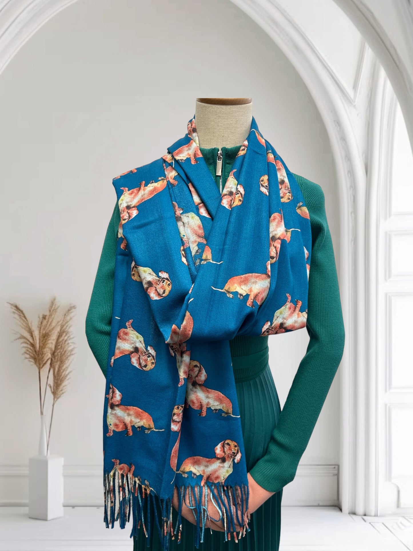 Sausage Dog Dachshund Double Sided Pashmina Fashion Scarf Wraps Shawls Scarves