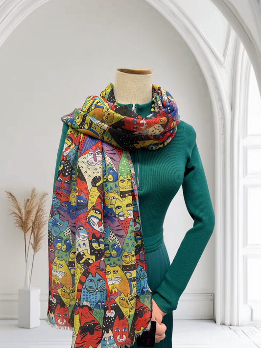 Cute Cats Printed Scarf For Cat Lovers