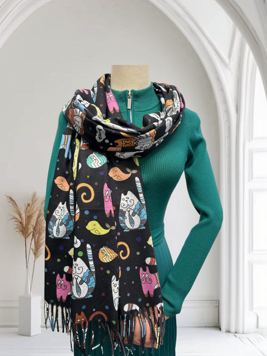 Cute Cats Printed Pashmina For Cat Lovers