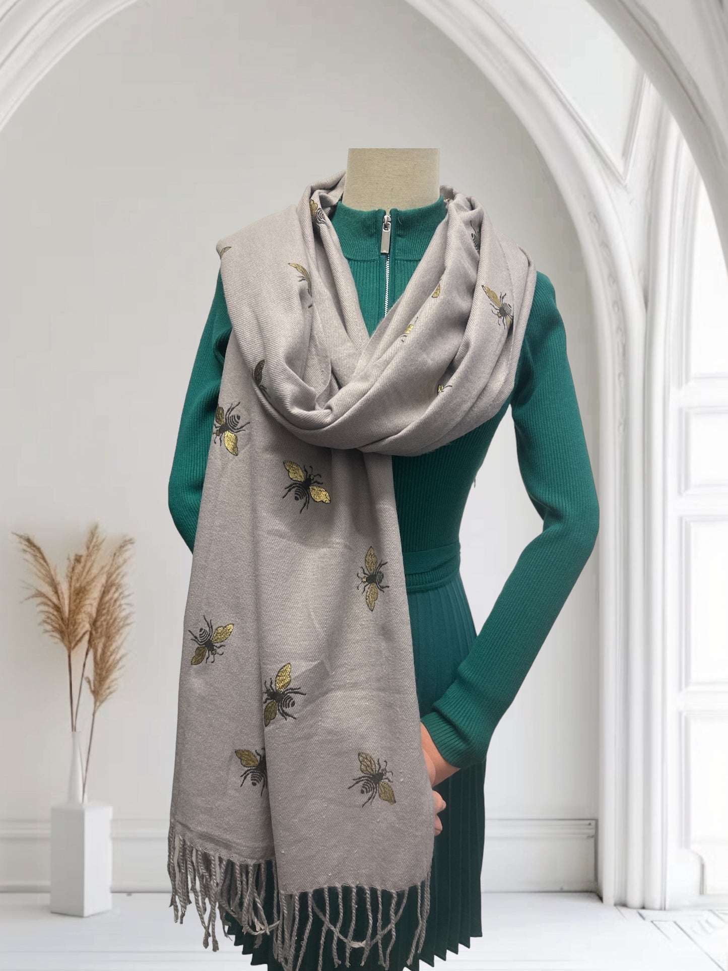 Bee Printed Pashmina Wrap Winter Blanket Scarf