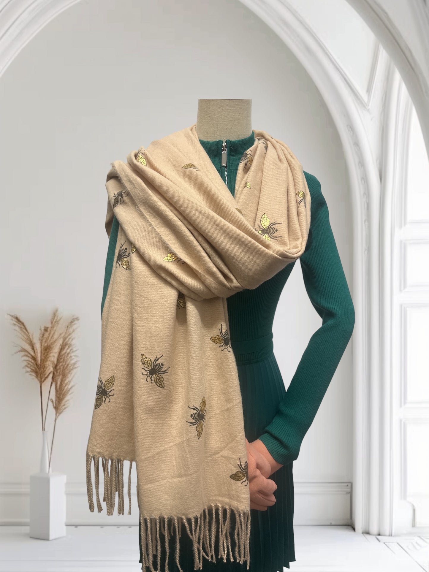 Bee Printed Pashmina Wrap Winter Blanket Scarf