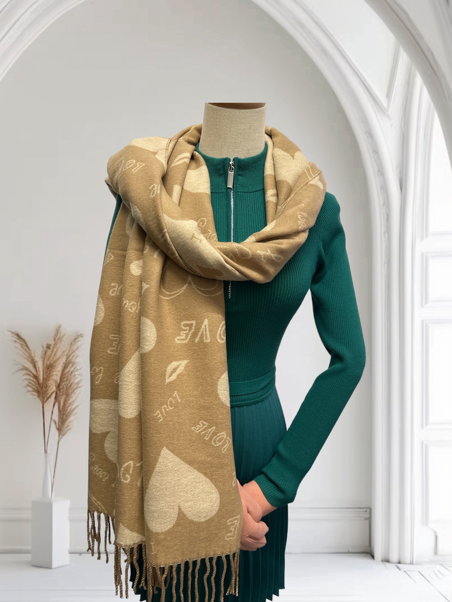 Heart Cashmere Reversible Pashmina Wrap Scarf