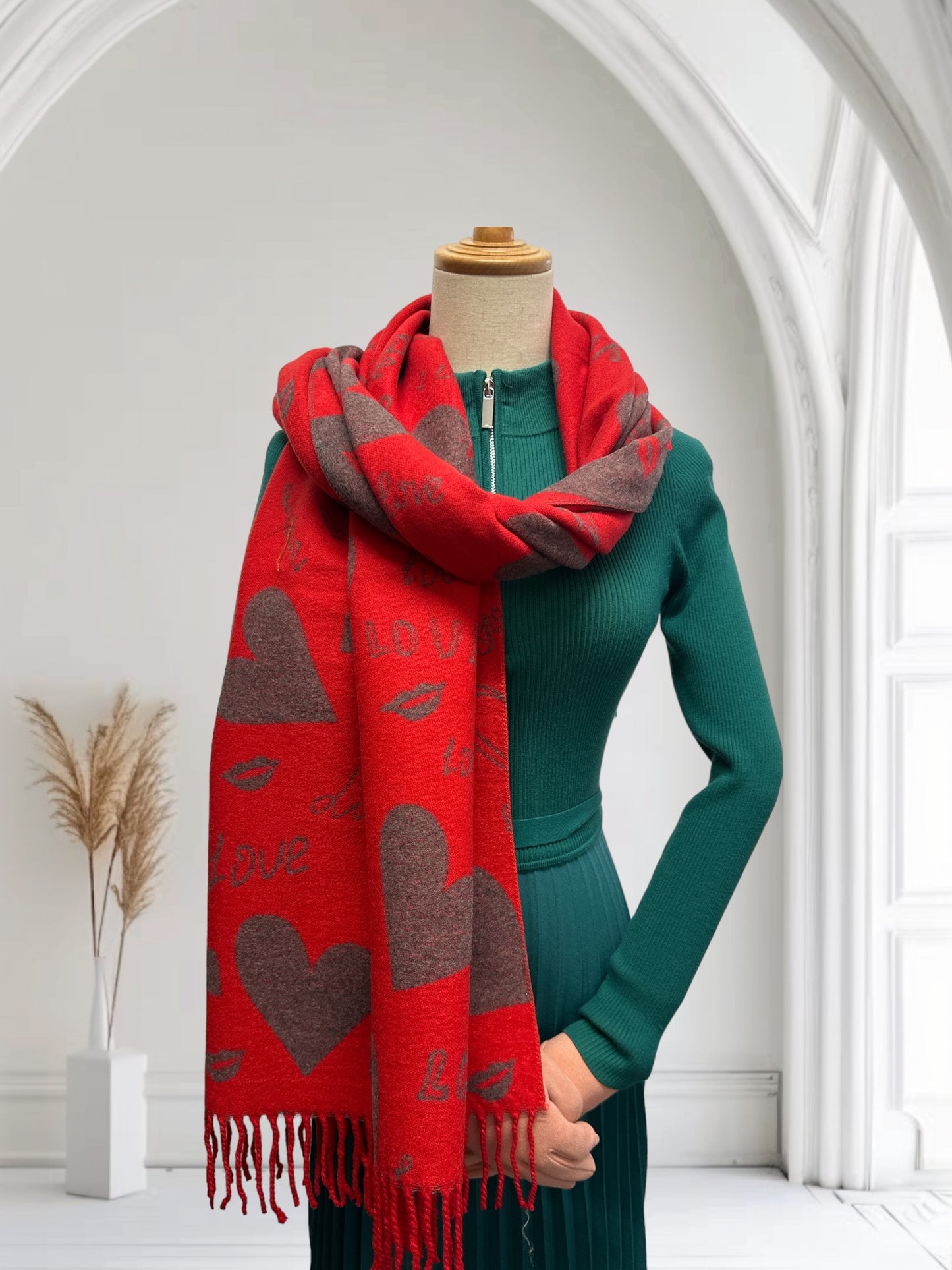 Heart Cashmere Reversible Pashmina Wrap Scarf