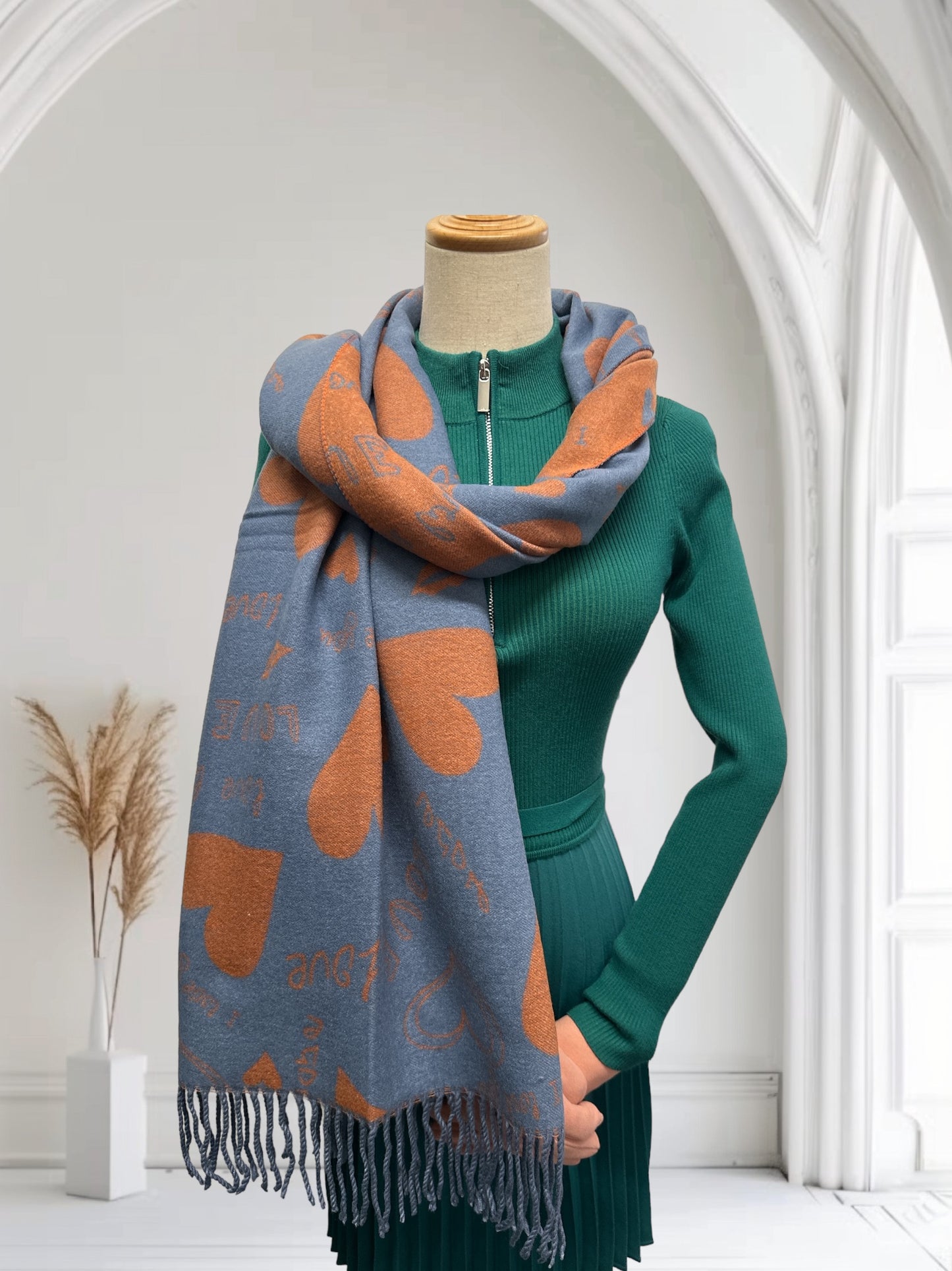 Heart Cashmere Reversible Pashmina Wrap Scarf