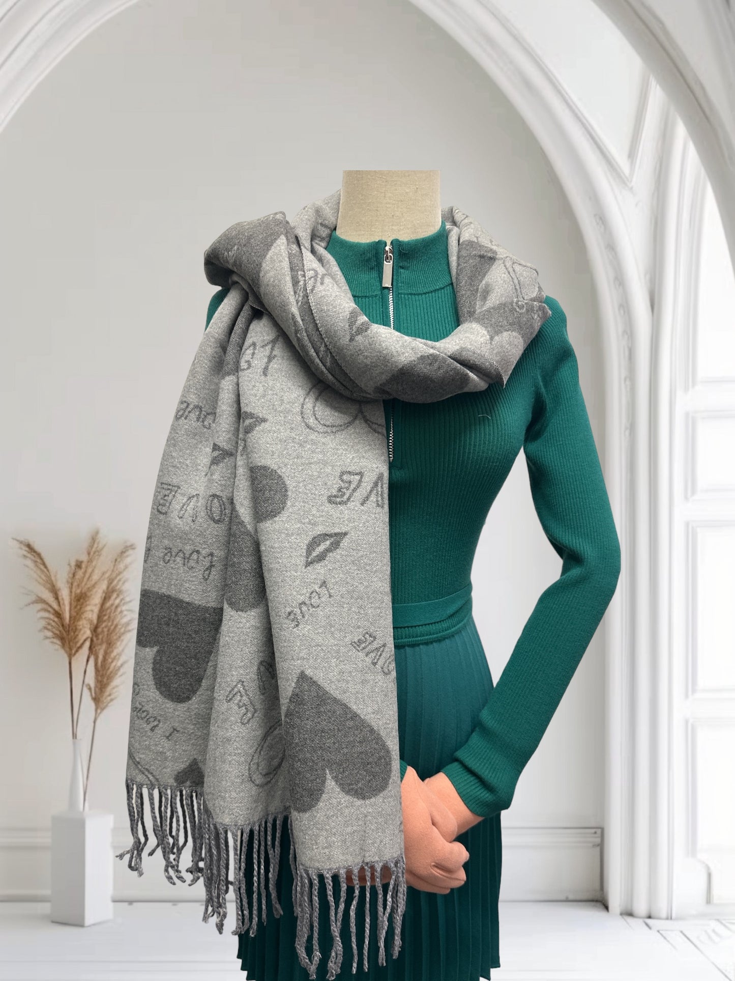 Heart Cashmere Reversible Pashmina Wrap Scarf