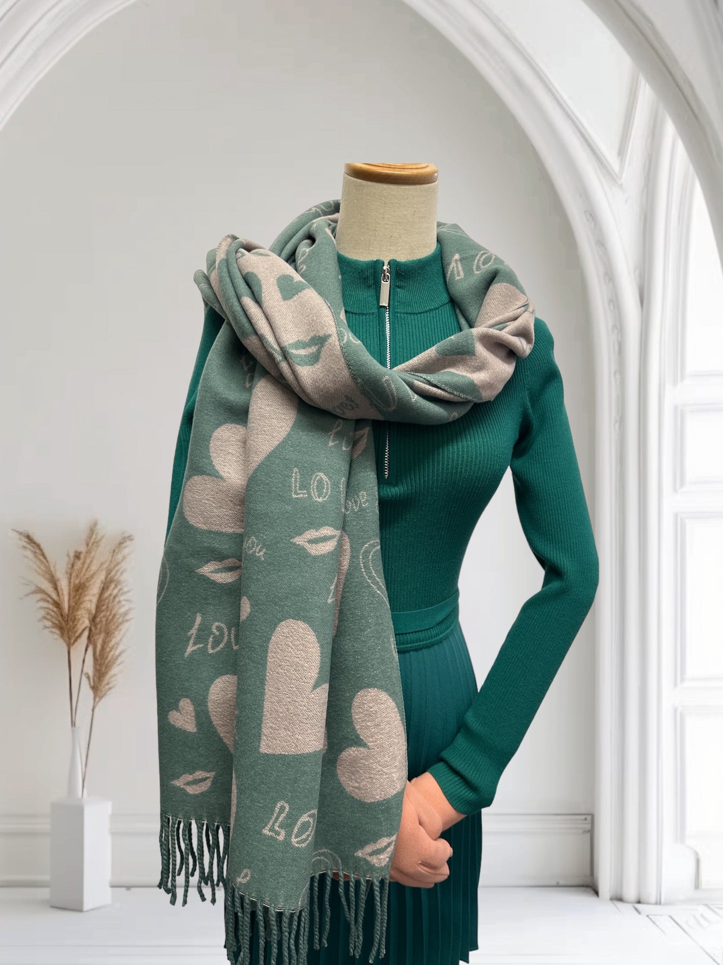 Heart Cashmere Reversible Pashmina Wrap Scarf