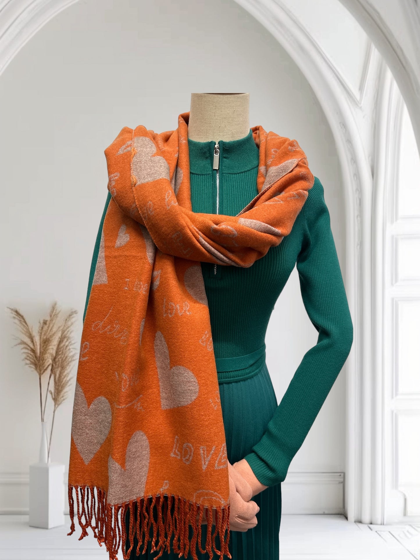 Heart Cashmere Reversible Pashmina Wrap Scarf