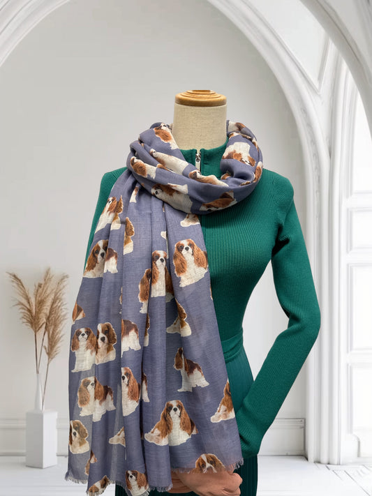 Cavalier King Charles Print Scarf For Dog Lovers