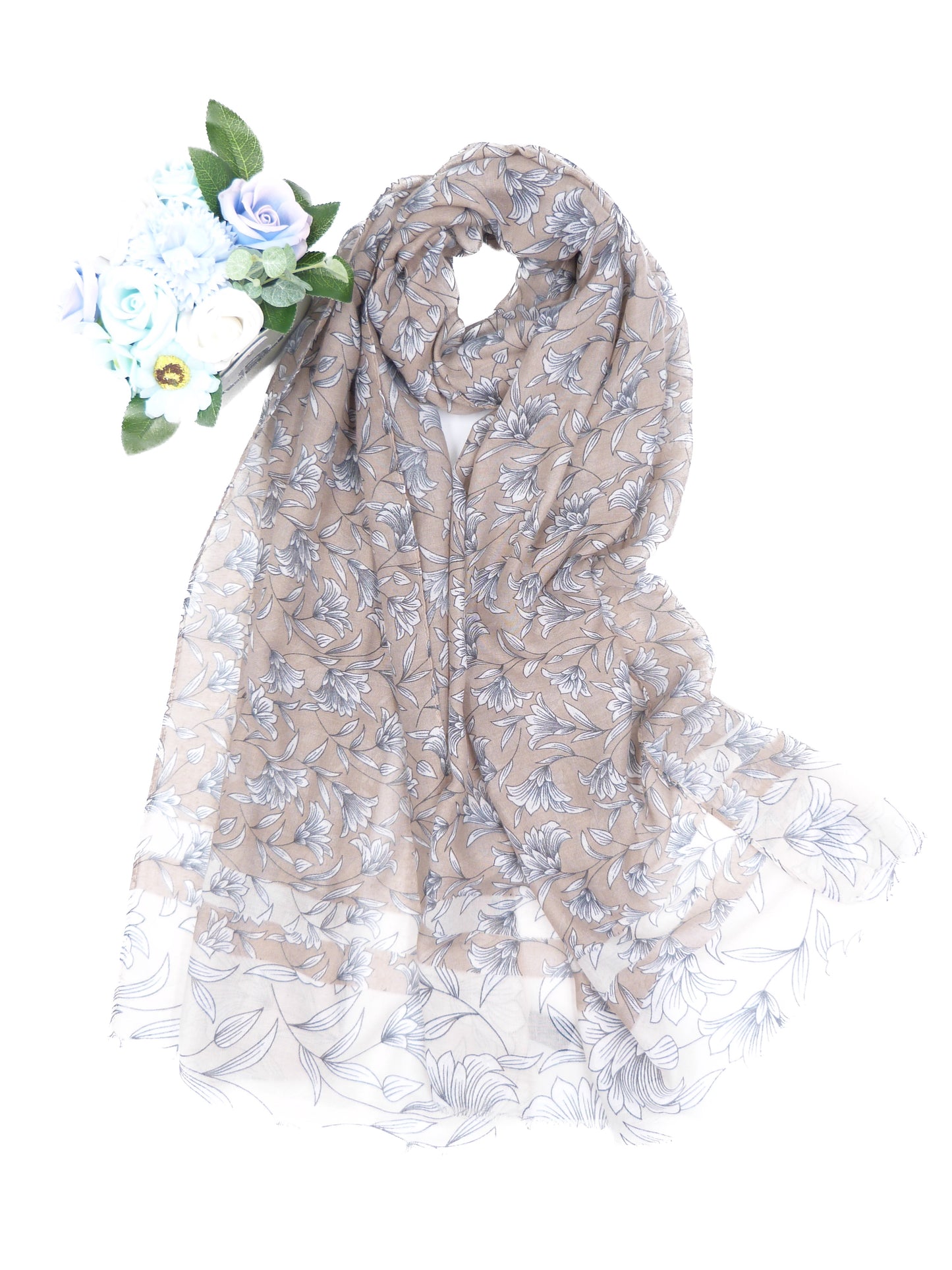 Lily Flower Print Fashion Scarf Shaws Wrap