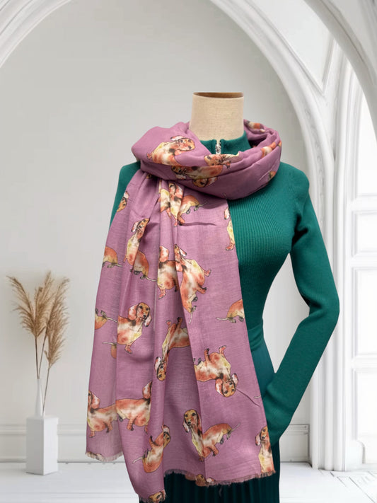 Sausage Dog Dachshund  Print Scarf For Dog Lovers