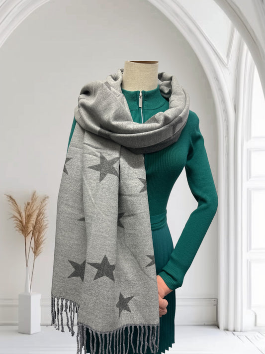 Unisex Star Printed Pashmina Wrap Winter Blanket Scarf