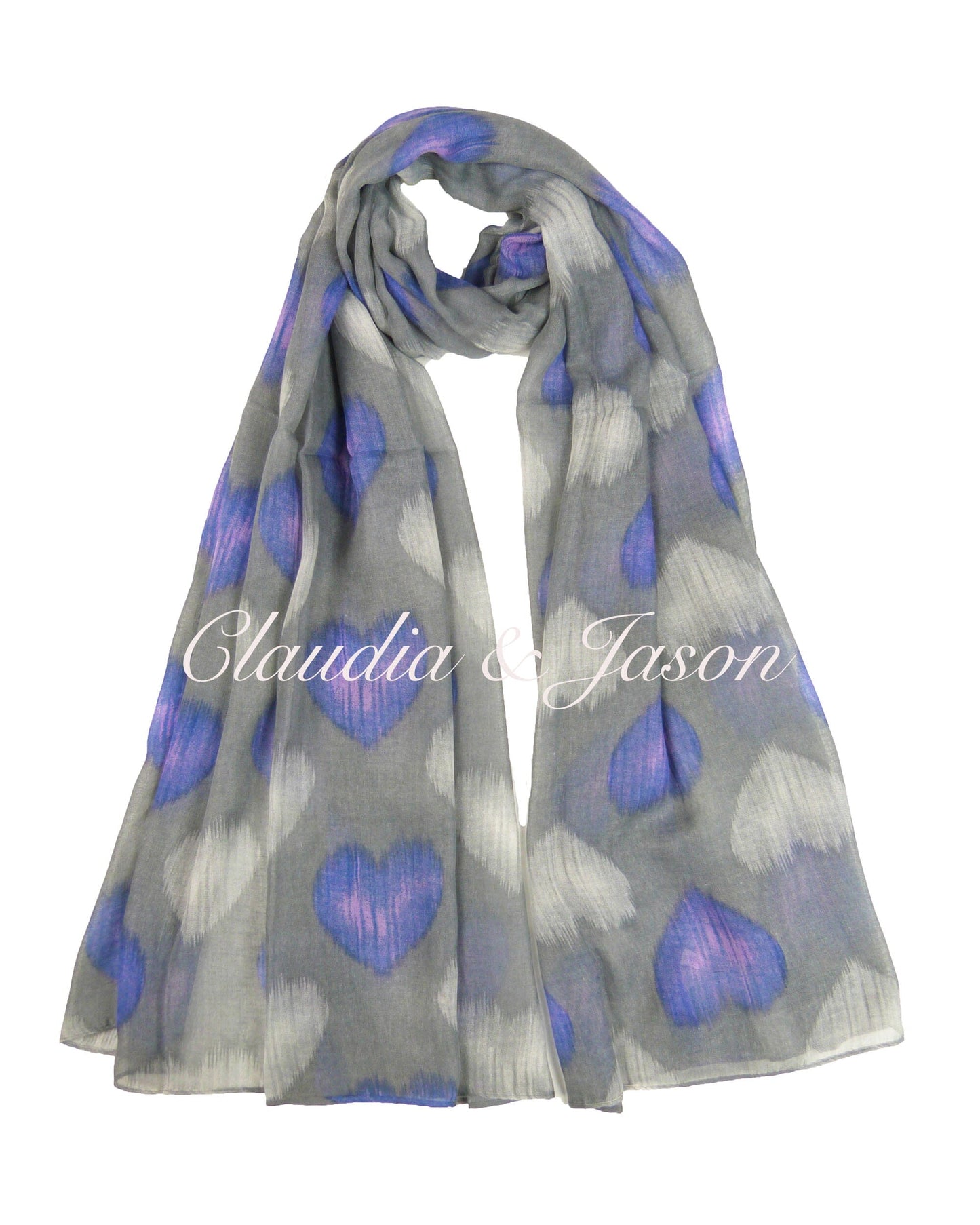 Faded Heart scarf shawl Claudia & Jason Scarfs Grey 