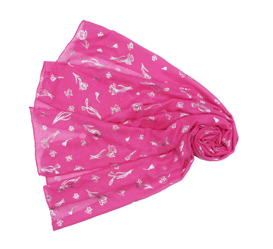 Glitter Shimmer Flower Print Scarf